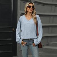 Top para mujer, camiseta holgada lisa con cuello en V, ropa popular coreana elegante de liquidación, años 90 - details 11