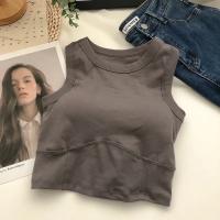 1/2 Unidades. Sujetador deportivo en la espalda para mujer, chaleco sin mangas, parte superior de tubo delgada, ropa interior con almohadillas para sujetador, camiseta interior, Top corto elástico coreano - details 4