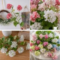 Flores de hortensias artificiales de lujo, rama de flores de hortensias de plástico realista, flor falsa elegante, decoración para sala de estar - details 9