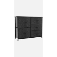 Cajonera de Tela, Cómoda de Tela, Unidad de Almacenamiento de Tela, con 5 cajones Extraíbles, Cómoda de para Sala de Estar, Dormitorio, habitación Infantil, Negro y Gris - details 7