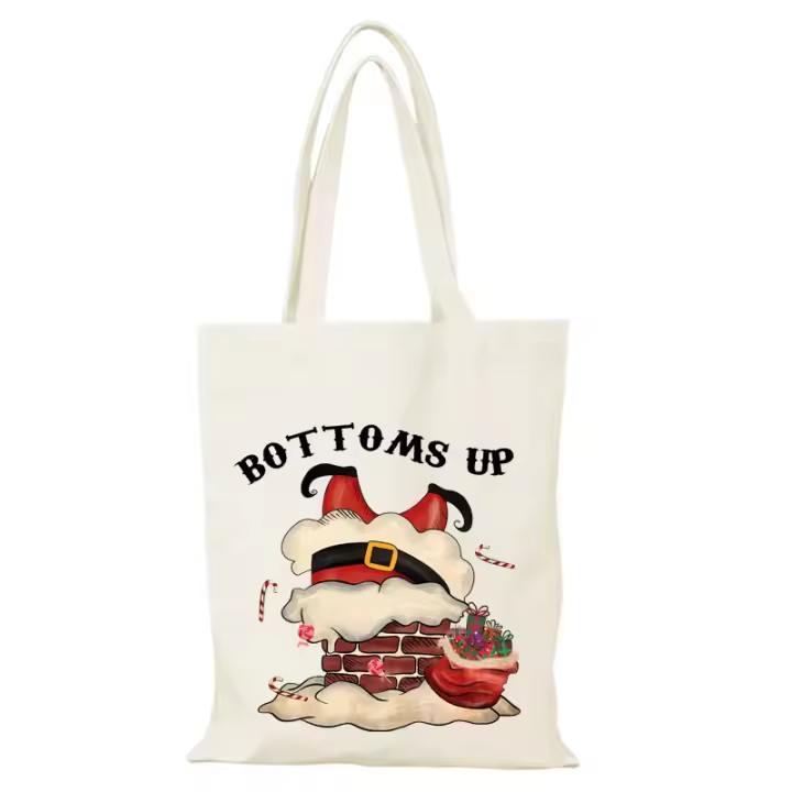 Bolsos nuevos de dibujos animados, bolso de mano para hombre de Feliz Navidad, bolso de lona para regalo de Año Nuevo, bolsos para mujer, bolso de compras para mujer, bolso de compras ecológico - 1