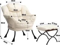 Sillón de lectura para dormitorio, tejido impermeable, cómodo, sillón de salón, silla de metal, gris - details 4
