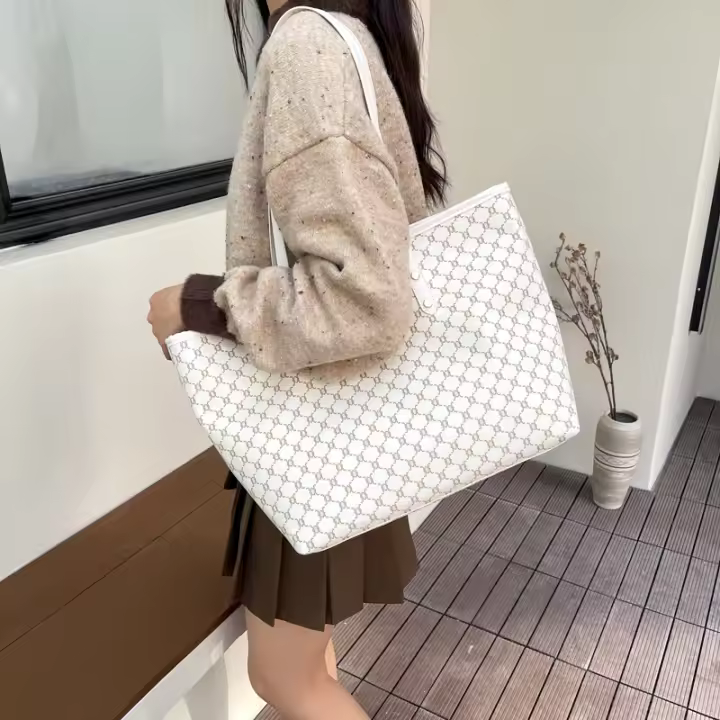 2025 nueva bolsa de madre e hijo a cuadros impresos para mujer, bolso de hombro premium, bolso de mano para viajeros, bolso de gran capacidad - 1