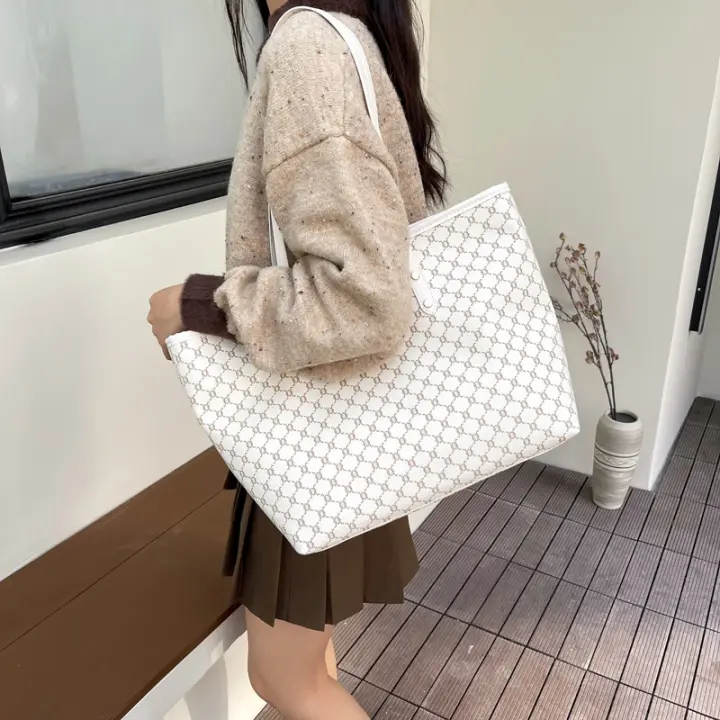 2025 nueva bolsa de madre e hijo a cuadros impresos para mujer, bolso de hombro premium, bolso de mano para viajeros, bolso de gran capacidad - 1