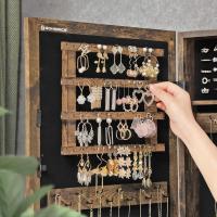 Armario Joyero de Pared, Armario de Joyas con Espejo, Organizador de Joyas para Ahorrar Espacio, Superficie Blanca y Forro Negro JBC51W - details 14