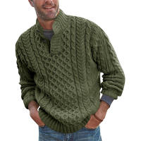 Suéter de punto de manga larga para hombre, cuello medio alto, color sólido, otoño e invierno, nuevo, 2024 - details 1