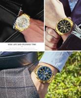 Reloj de lujo para hombre dorado, esfera grande y llamativa, luminoso, resistente al agua, de acero inoxidable, éxito de ventas en Oriente Medio para hombre de negocios. - details 6