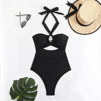 Nuevo traje de baño para mujer, traje de baño de una pieza de cintura alta de Color sólido, Bikini - details 17