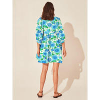 Vestido corto de vacaciones de playa de rayón informal suelto con lazo floral para mujer de moda de verano - details 132