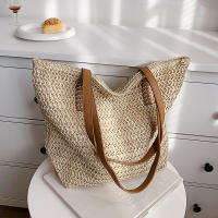 Bolso de ratán tejido para mujer, bolsa de hombro de gran capacidad para vacaciones en la playa, informal, a la moda - details 28