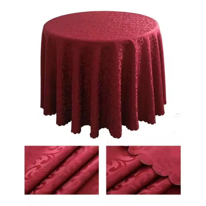 Mantel circular de alta calidad de 300 cm, jacquard blanco para eventos de bodas, banquetes, fundas de hotel y decoraciones de mesa. - 1