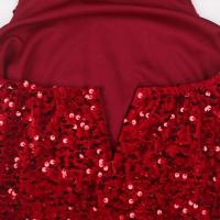Vestido de noche sin mangas con abertura y lentejuelas elásticas brillantes para fiesta, sin tirantes, hasta el suelo, sin espalda acolchada - details 9