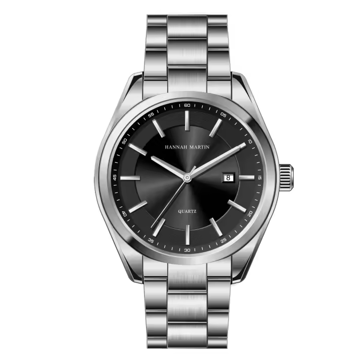 Reloj de Cuarzo Automático de Lujo Premium 2024 Correa de Acero Inoxidable Estilo Deportivo y de Negocios a Prueba de Agua Hannah Martin Movimiento Japonés Para Hombres - 1
