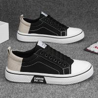 Zapatillas de lona informales para hombre: zapatos transpirables con cordones y suela de PVC antideslizante, diseño moderno en azul y blanco para uso informal - details 6