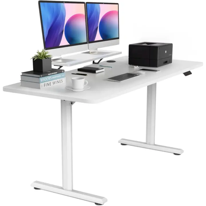 Mesa de Escritorio Elevable Blanca Ajustable en Altura para Estudiar, Trabajar, Juegos 160x70cm - 1
