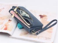 Cartera de Mujer de Cuero con Pulido Dull de Gran Capacidad Billetera de Doble Cierre Clutch Wristlet Cartera de Teléfono Monedero Porta Tarjetas Multiporo - details 21