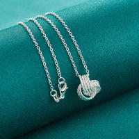 Colgante de nudo de Plata de Ley 925, collar de 18 pulgadas, joyería de encanto de moda - details 2