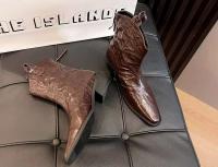 2024 Nuevas botas de cuero estilo vaquero occidental con punta afilada y tacón grueso, botines de mujer Chealsea - details 6
