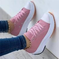 Zapatillas de lona con patrón para mujer, zapatos informales, zapatillas planas con cordones - details 0