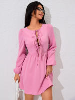 Vestido rosa de mujer vestido dulce hermana menor vestido mediano y largo - details 4