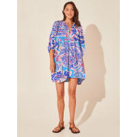 Vestido corto de vacaciones de playa de rayón informal suelto con lazo floral para mujer de moda de verano - details 170