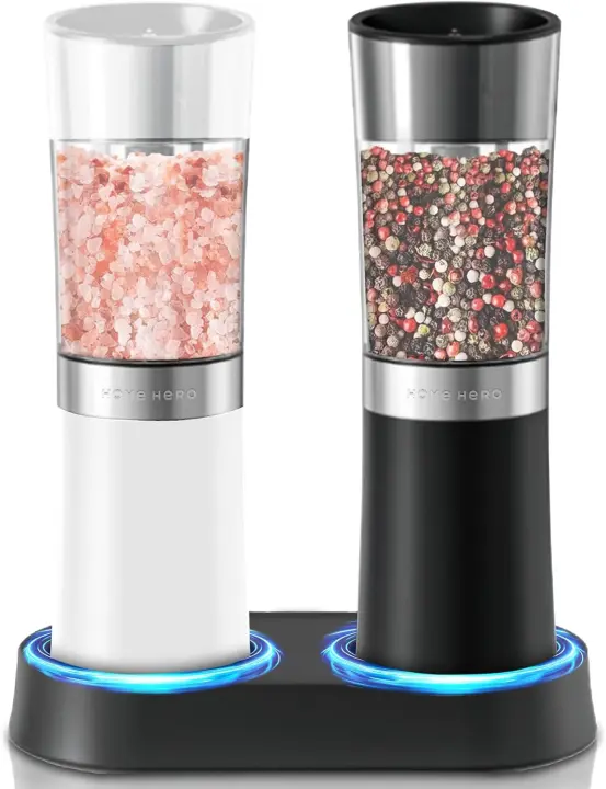 Juego de molinillo automático de sal y pimienta (paquete de 2) - Recargable por USB - 1