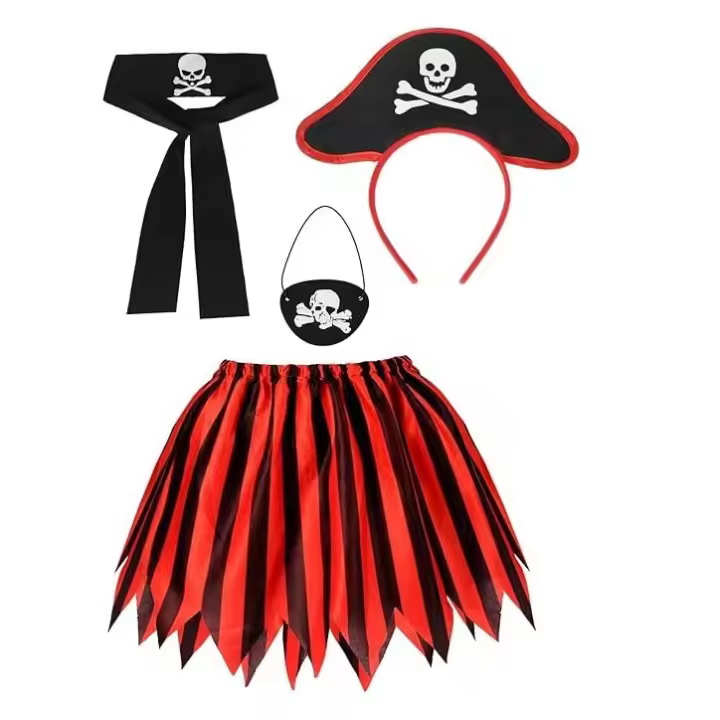 Disfraz de pirata para niñas_ princesa bucanera_ con sombrero de pirata_ 3-8 años - 1