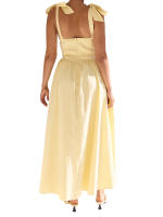 Vestido largo sin mangas con espalda descubierta y cuello cuadrado fruncido para mujer, vestido largo sin mangas para fiesta y discoteca - details 3