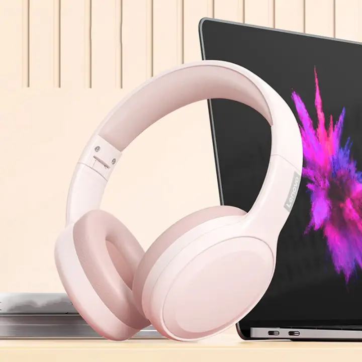 Lenovo auriculares inalámbricos TH30, cascos con Bluetooth 2024, plegables, deportivos, para videojuegos, con micrófono, 5,0 - 1