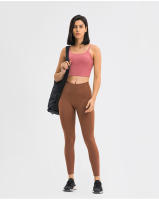SHINBENE-Top corto de entrenamiento para mujer, sostén deportivo de nailon suave, acolchado, a prueba de sudor, con sujetador incorporado - details 15