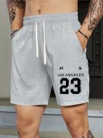 Los pantalones cortos deportivos informales con estampado de Los Ángeles 23 para hombre con cinturón elástico con cordón son perfectos para viajes y relajación en verano - details 5