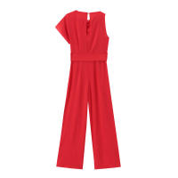 Mono asimétrico con cinturón para mujer, peto largo sin mangas, elegante, con hebilla, informal, de un hombro - details 2