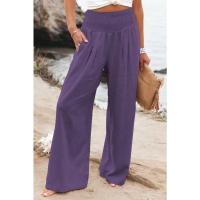 Primavera y verano, superventas, ropa para mujer, nuevos pantalones casuales de pierna ancha tejidos de algodón y lino, pantalones de pierna ancha para playa para mujer - details 11