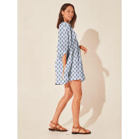 Vestido corto de vacaciones de playa de rayón informal suelto con lazo floral para mujer de moda de verano - details 151