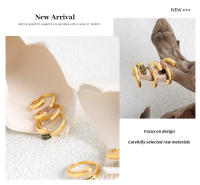 Conjunto de anillos de circón brillante geométrico elegante, joyería portátil de acero inoxidable 316L con hoja de arce - details 5