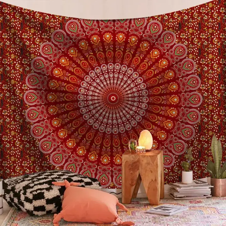Tapiz Mandala Indio Decoración Boho para Pared Tapiz de Tela Psicodélica Hippie Bohemio - 1