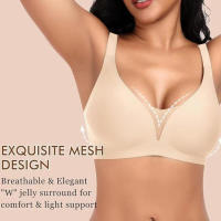 Sujetadores Inalámbricos para Mujeres Encaje V, Push-Up, Sin Costuras, Cubierta Completa, Tallas Grandes Disponibles, Uso Diario, Tallas S-XL - details 2