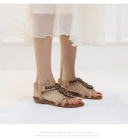 Sandalias de cuña estilo étnico, novedad verano 2025, zapatos de playa bohemios con cuentas, sandalias romanas antideslizantes - details 0