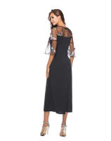 Vestido de Moda de Verano 2025 para Mujer con Encaje Negro y Mangas de Cuerno - details 0