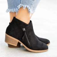 Botas Martin de ante para mujer, tacones gruesos, cremallera lateral, botas cortas de talla grande para mujer - details 4