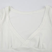 BUNO-Camisetas básicas con escote en V profundo para mujer, camisetas lisas, ropa de discoteca Vintage, ropa de mujer, moda de verano 2025 - details 12