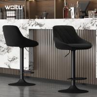 Taburete de Bar de Terciopelo Altura Ajustable, Giratorio, Poltrona de Cocina, Diseño Gris Oscuro - details 59
