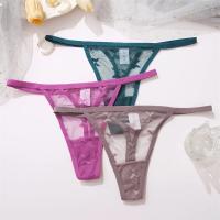 Tanga de encaje sexy para mujer, tanga calada de cintura baja, ropa interior transparente sin costuras con espalda en T, bragas íntimas sólidas - details 13