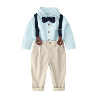 Conjunto de dos piezas de camisa de manga larga y overol estilo coreano para bebé, ropa formal para niños, oferta caliente de otoño. - details 7