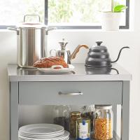 Carrito de Cocina con Ruedas Camarera con Tablero de Acero Inoxidable 60 x 92 x 44 cm ES (Gris) - details 3