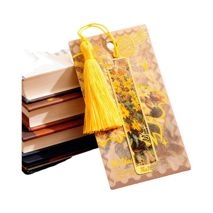 Vintage Oil Painting Metal Bookmark - Hollow Gold Foil Tassel Bookmark - Gift for Book Clubs and Book Lovers