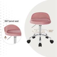 Silla de Oficina de Cuero Sintético Silla de Escritorio sin Brazos Taburete Giratorio para Sala de Masaje SPA Taburete de Tocador Blanco - details 28