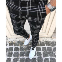 Pantalones casuales a rayas a cuadros grandes para hombres, leggings de moda - details 13