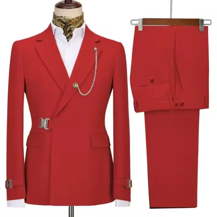 Tre de Man Diseño Italiano Traje de Boda y Fiesta Pantalones Uste Delgado Moda 2025 - 1