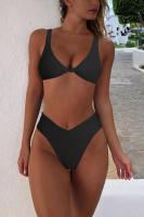Bikini Sexy negro para mujer, traje de baño de dos piezas con espalda descubierta - details 1